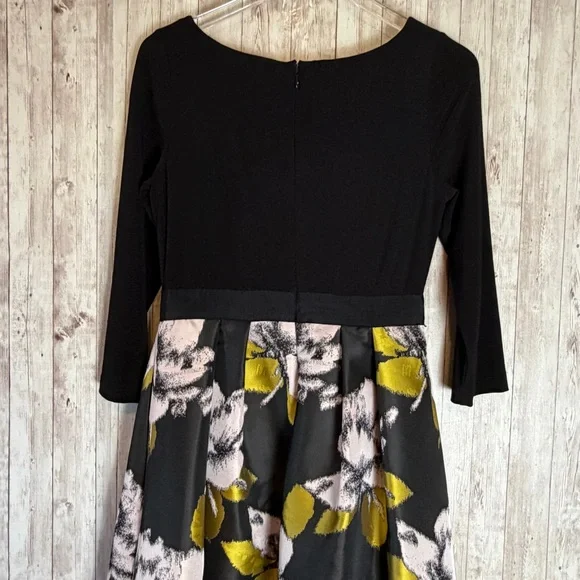 Adrianna Papell Formal Cocktail Dress Black Floral Ball Gown Skirt Size 6 - Picture 7 of 8